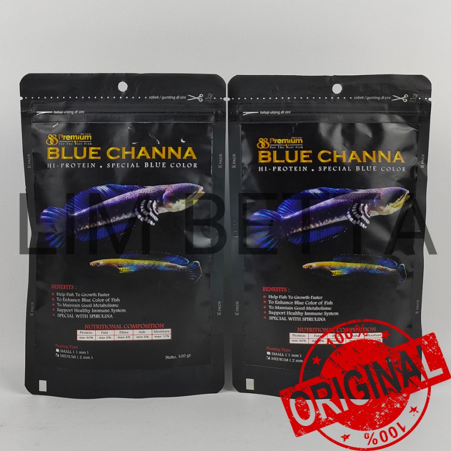 PREMIUM 88 BLUE CHANNA 100 GRAM 2MM - PELET IKAN CHANNA