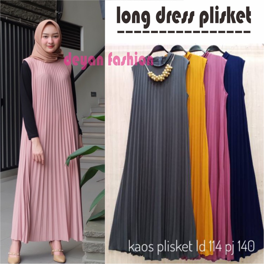 YOONA LONG DRESS PLISKET // GAMIS TANPA LENGAN