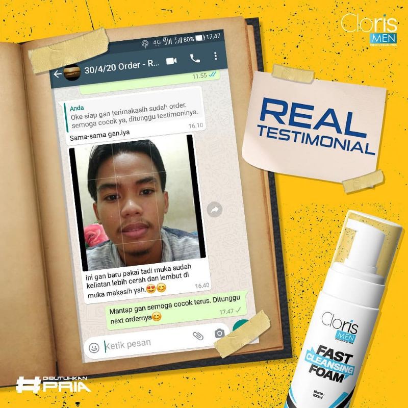 Clorismen Fast Cleansing Foam - Sabun Muka Pria Berbentuk Foam Untuk Mengatasi Kulit Berminyak