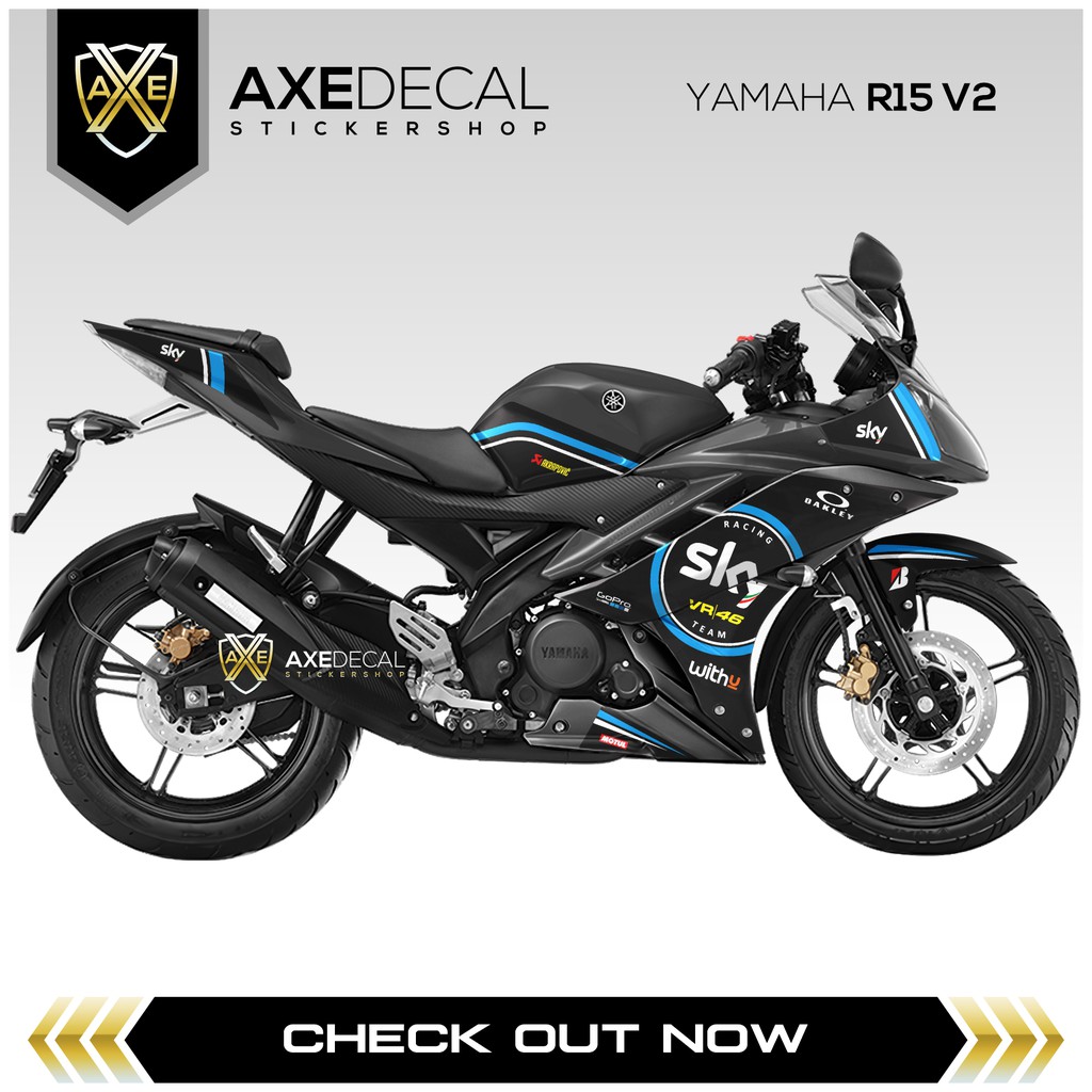 Decal Striping Yamaha R15 V2 Sky / Stiker Motor R15 V2 Livery Motor Gp Team Sky Stock decals