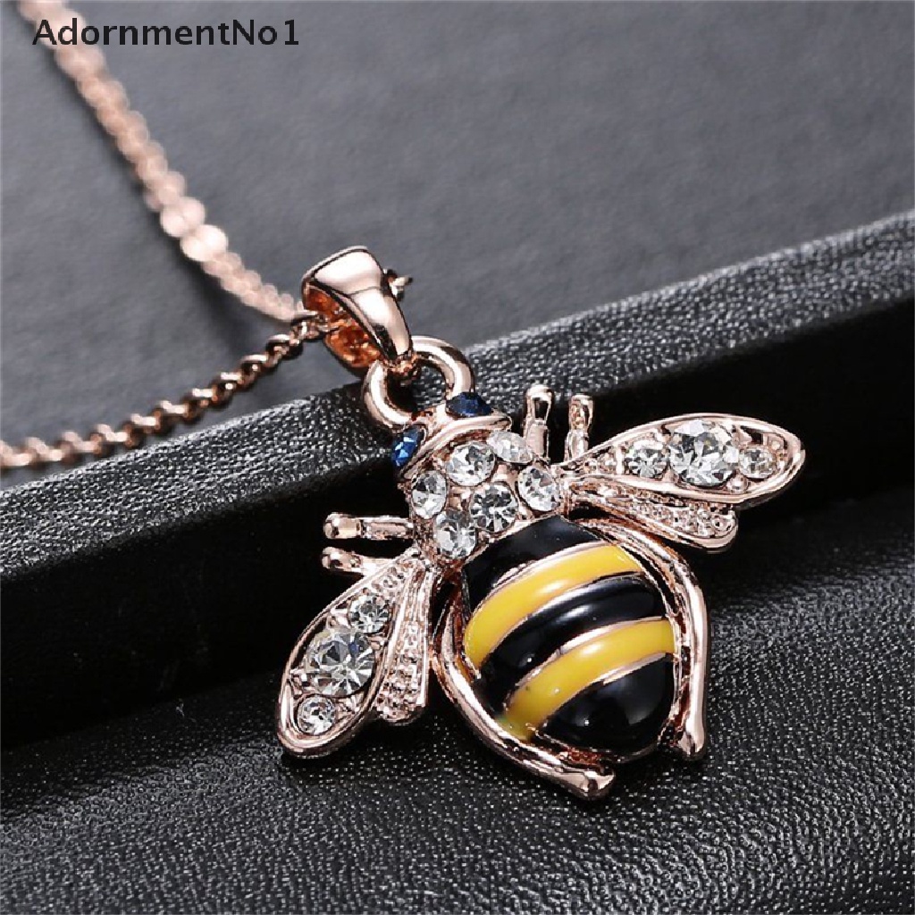 (AdornmentNo1) Kalung Rantai Dengan Liontin Lebah Bumblebee Hias Kristal Untuk Wanita