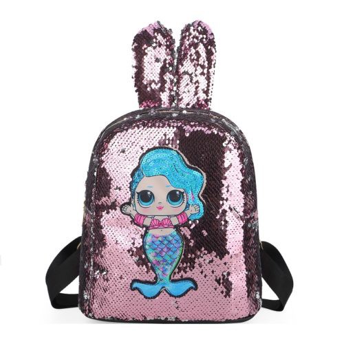 GI 550 RISCE RANSEL SEQUIN ANAK LED TELINGA KELINCI LITTLE MERMAID JAKARTA BATAM JTF