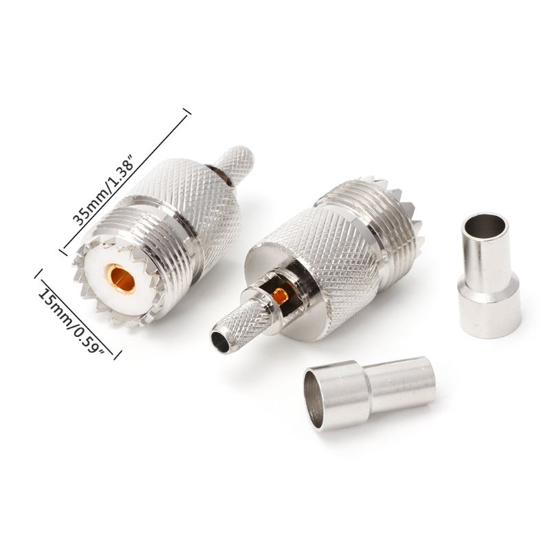 Cre 10 Set Adapter Konektor Kabel Coaxial Jack UHF Female SO239 Untuk RG58 RG142 RG400 LMR195