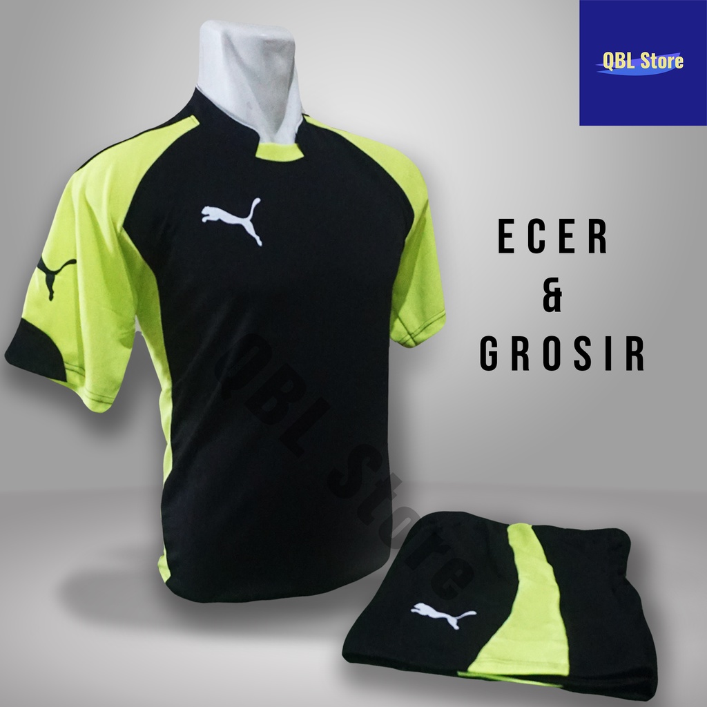Baju Futsal Kaos Futsal Setelan Futsal Jersey NKE PMA Hitam Hijau Stabilo Ecer Grosir