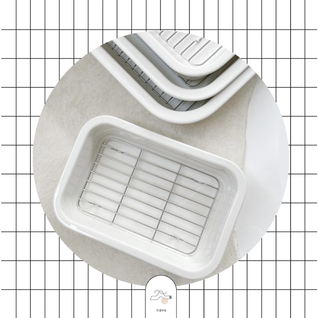 TIDYU Ceramic Baking Tray With Stainless Steel Rack