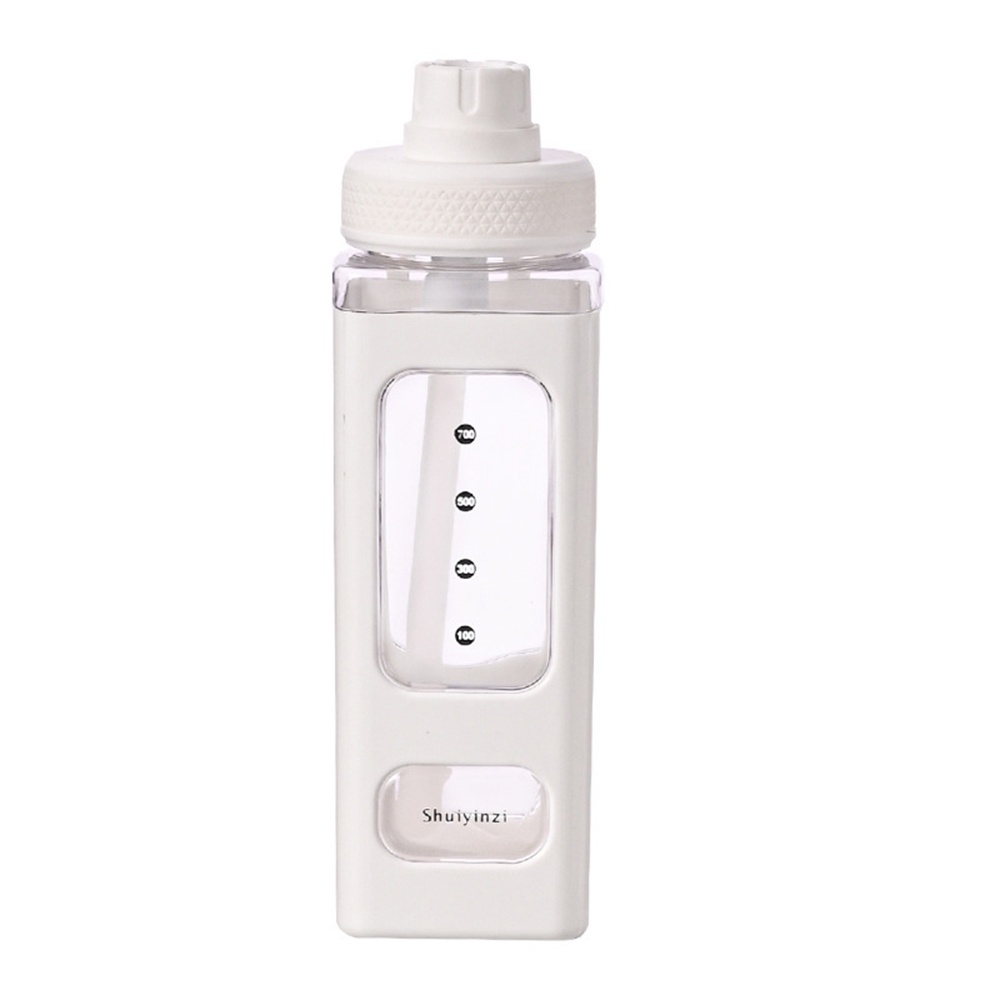 Botol Air Minum Bahan Plastik Bentuk Kotak Kapasitas 700ML Dengan Sedotan Dan Stiker Untuk Olahraga
