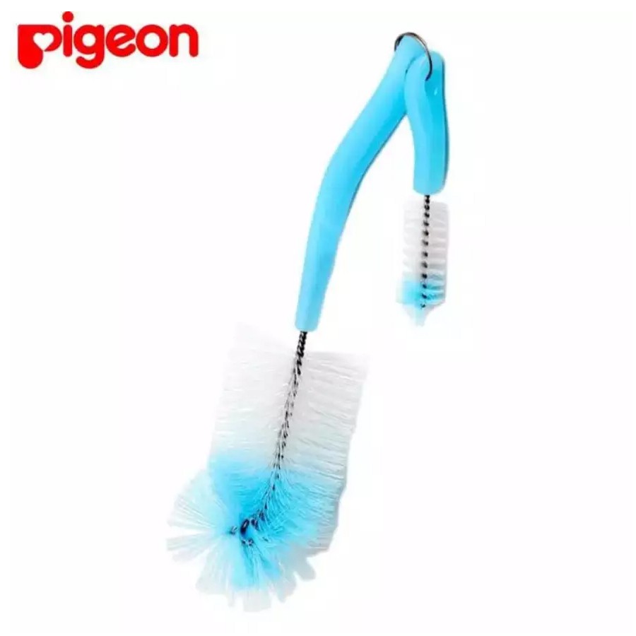 Pigeon Basic 2 In 1 Bottle &amp; Nipple Nylon Brush Sikat Nilon Botol &amp; Dot Susu Bayi