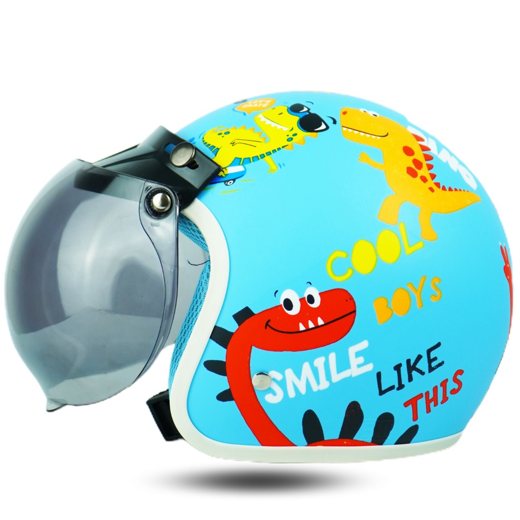 Helm Bogo Retro Anak  Motif  kartun Dino SNI