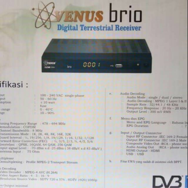 SET TOP BOX DVBT2 VENUS BRIO