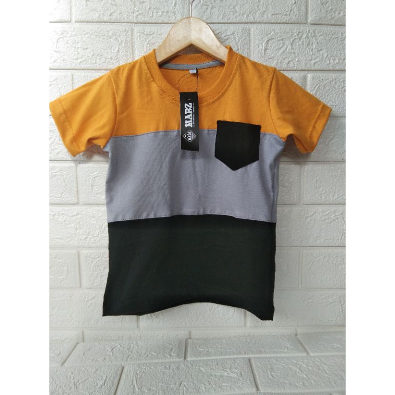 Kaos kombinasi 3warna untuk anak-anak