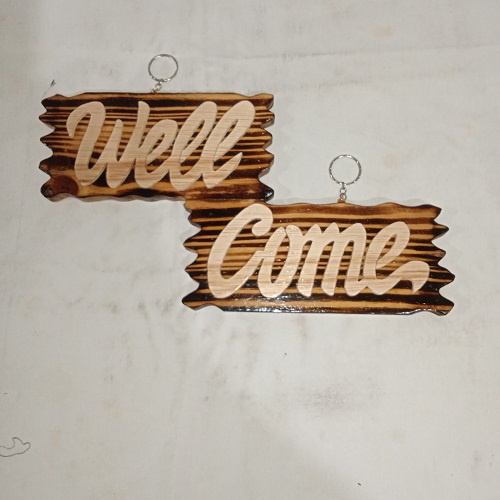 Hiasan Pintu Tulisan &quot; Well Come &quot; Hiasan Dinding Wall Decor Dari Kayu Model Tingkat