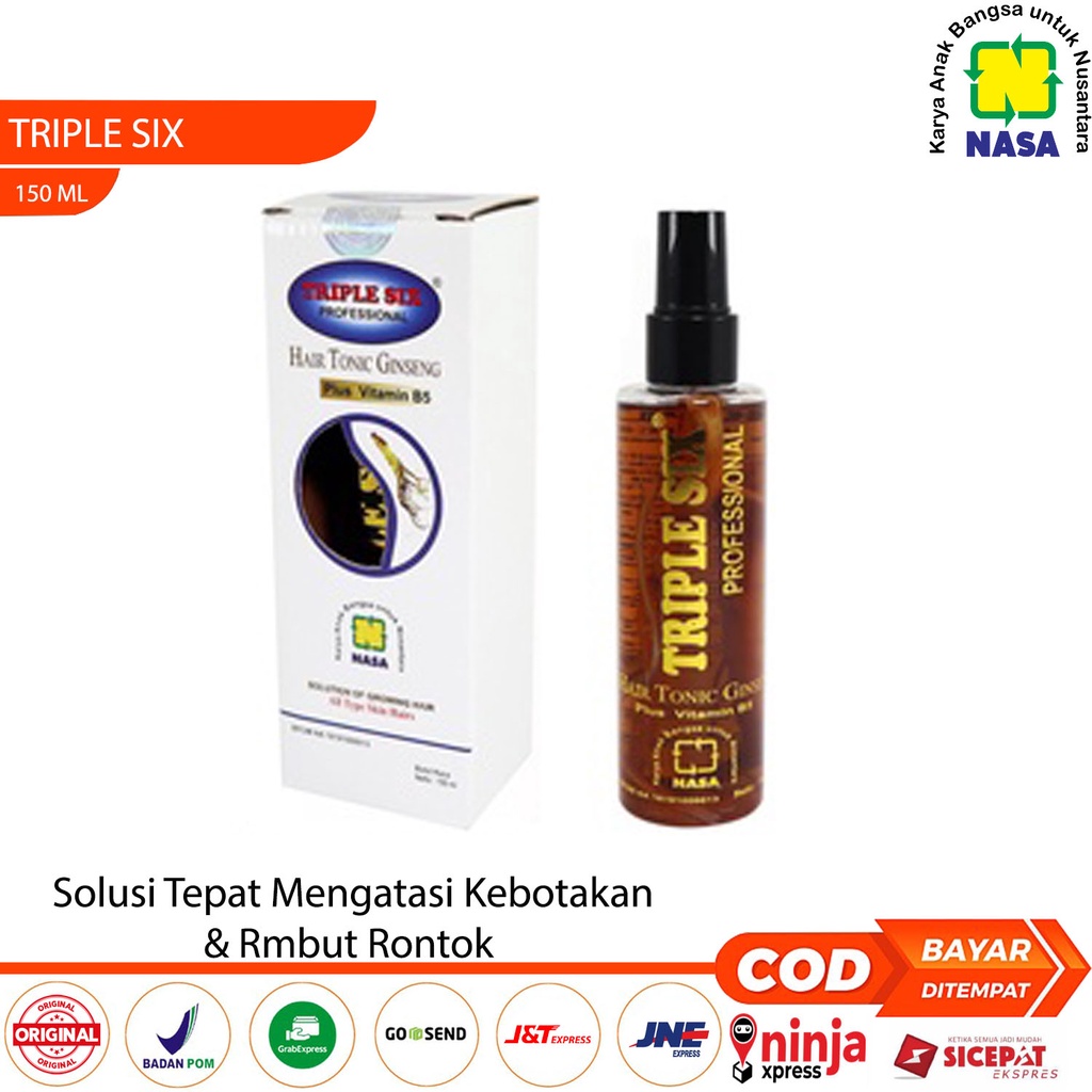 Triple Six Hair Tonic Ginseng Penumbuh Rambut Botak dan Rontok Penghilang Uban Penghilang Ketombe