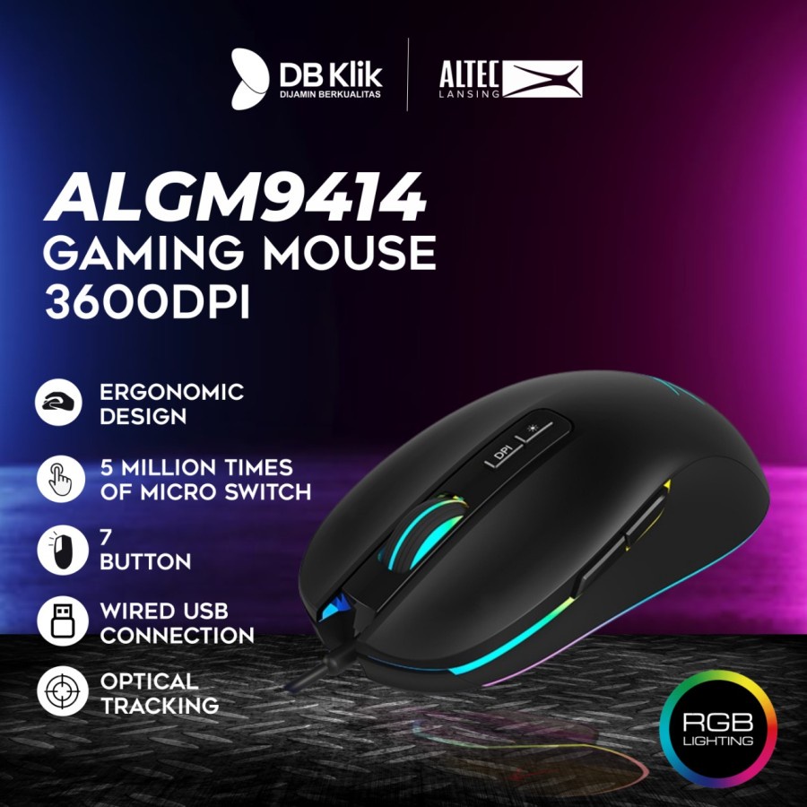 Mouse Gaming ALTEC LANSING ALGM-9414 RGB Wired 3600DPI- ALTEC ALGM9414