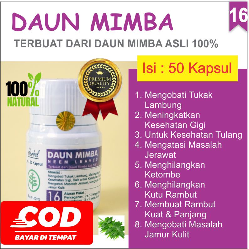 

Obat Lambung Jerawat Jamur Kulit Kapsul Herbal Daun Mimba