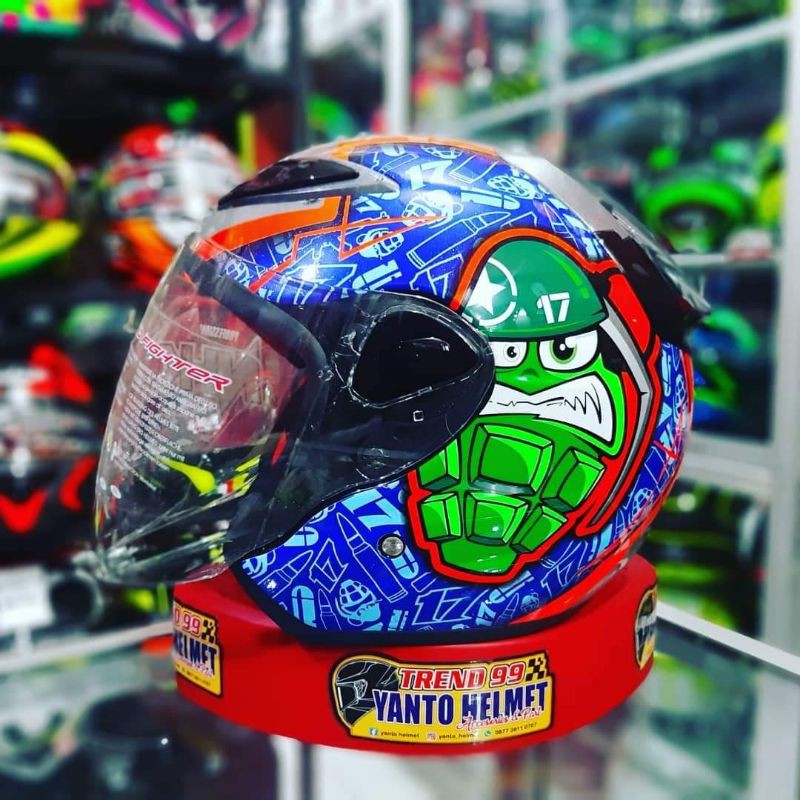 [COD] NHK R6 KAREL ABRAHAM SE YELLOW DAN ORANGE FLUO OPEN HALF FACE MURAH