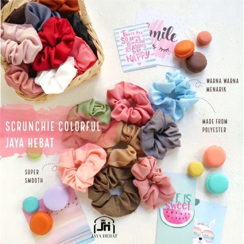 SCRUNCHIE IKAT RAMBUT MURAH KUNCIRAN SCRUNCHIES MINI POLOS GAYA KOREA CEMOL CEPOL RAMBUT