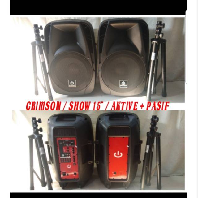 SPEAKER ACTIVE CRIMSON 15IN FREE STAND + FREE MIC KABEL 15IN AKTIF 2BH