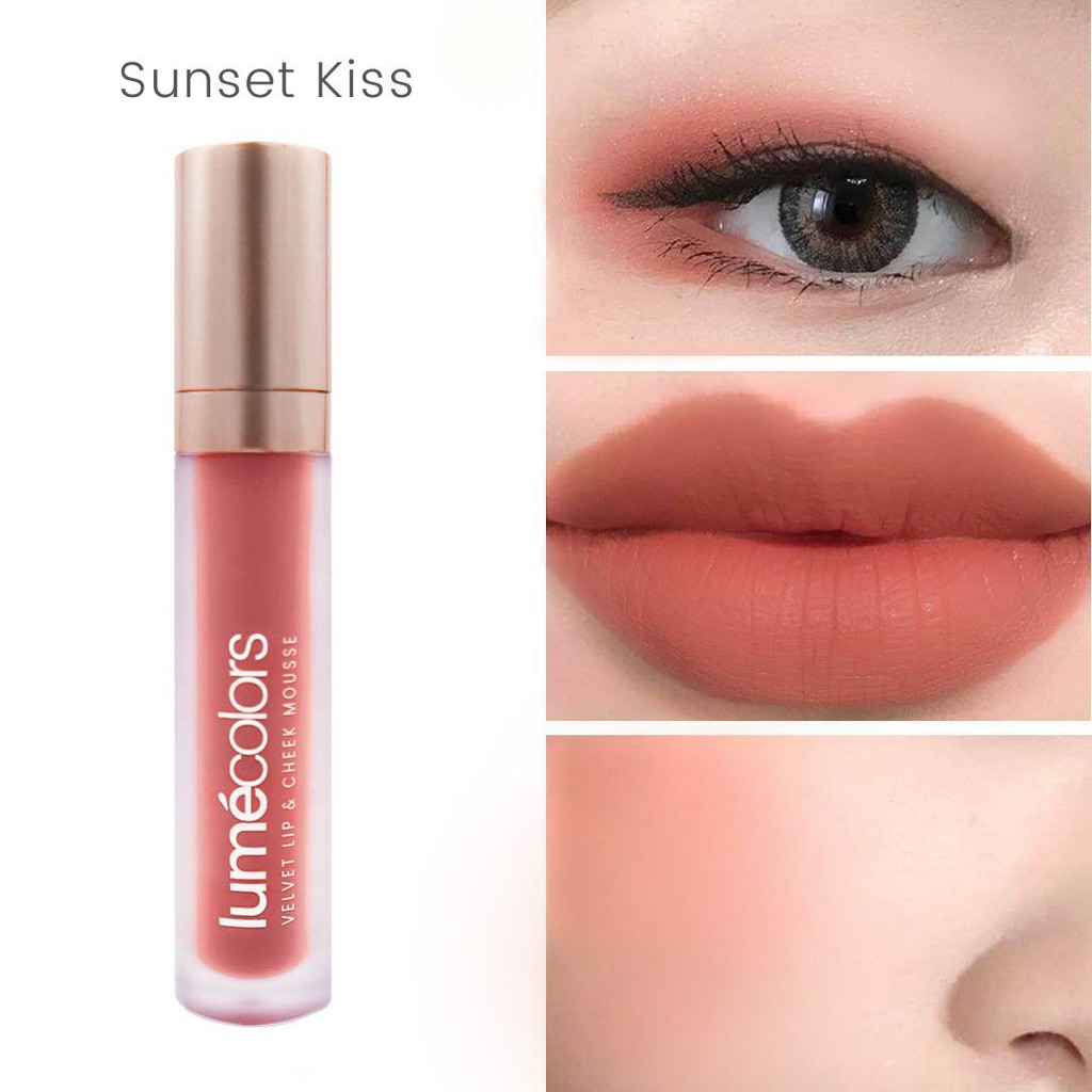 Lumecolors SUNSET KISS VELVET LIP &amp; CHEEK MOUSSE 3 IN 1 by CHRISTINA LIE BPOM HALAL lipstick