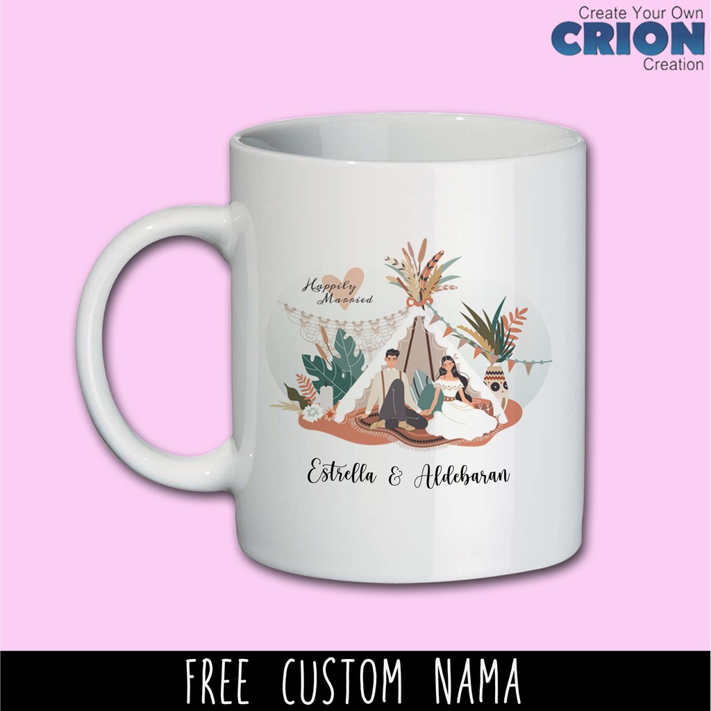 Mug Custom Nama Wedding Series - Hadiah/Souvenir Custom - By Crion