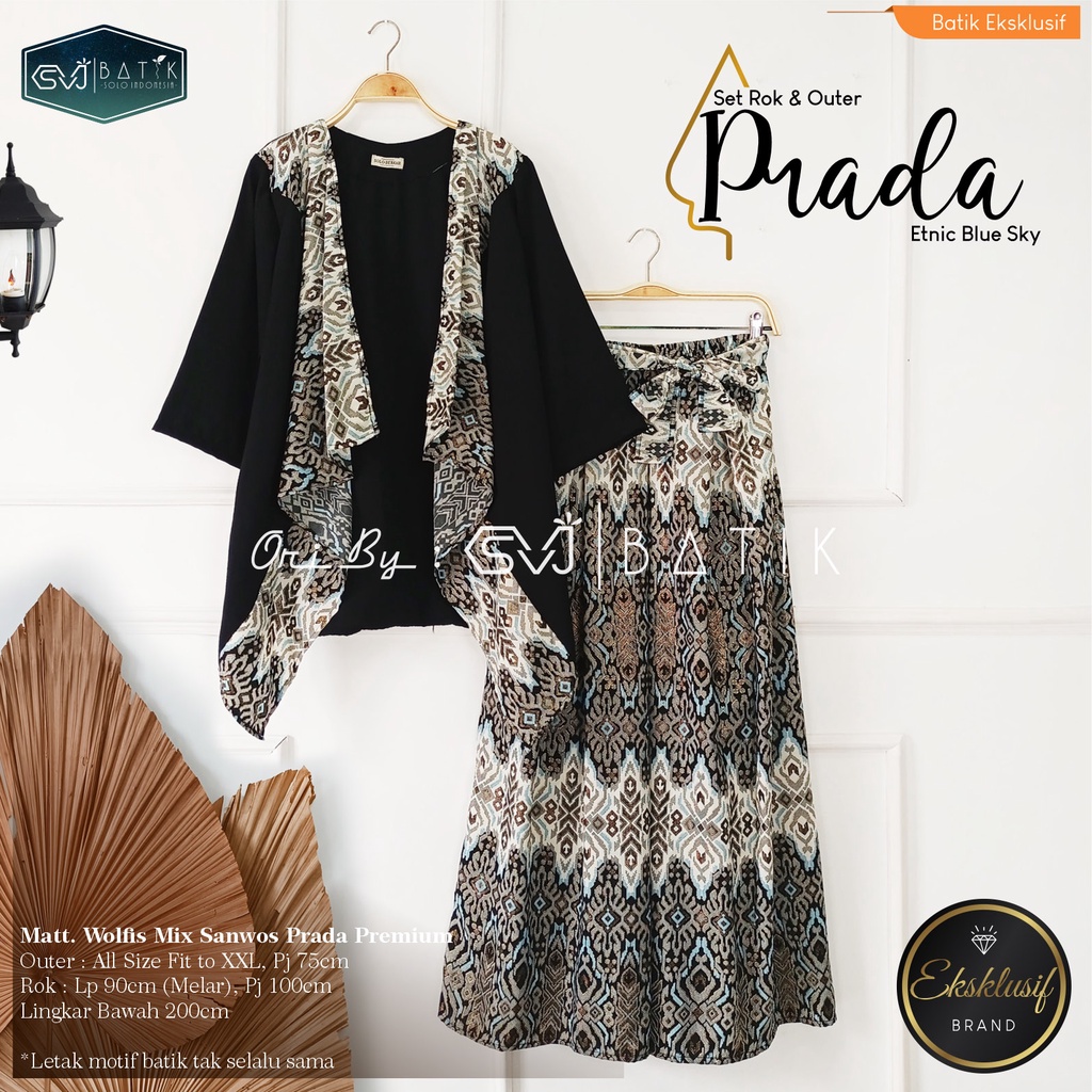 Atasan Batik Set Wanita Adhikara Oku Setelan Rok & Outer Motif Batik Solo ORI BRAND SVJ BATIK