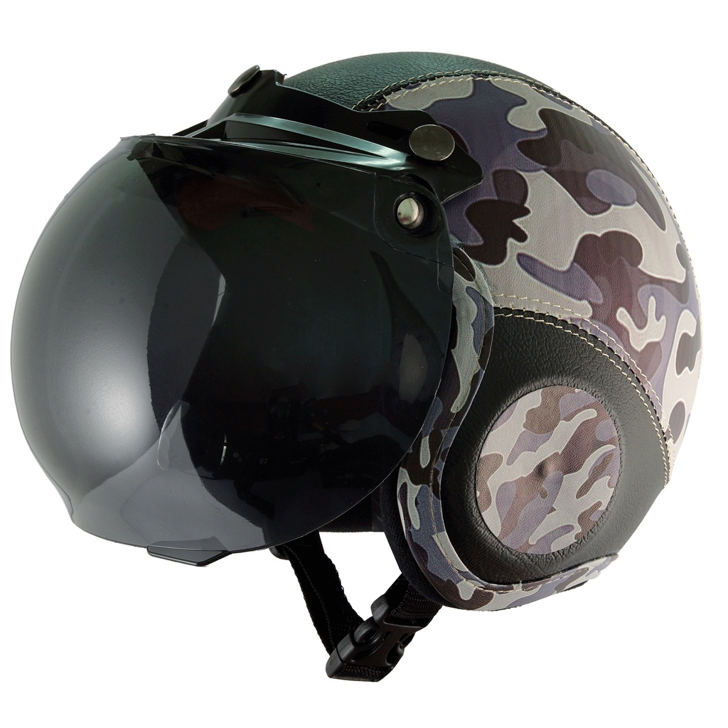 Helm Bogo Retro Anak Untuk Usia 2-6 Tahun Motif Army - Putih Hitam