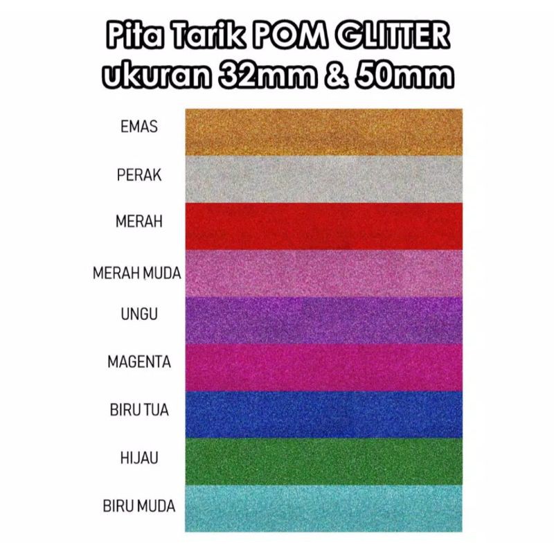 pita serut tarik pom pom glitter box parcell kado