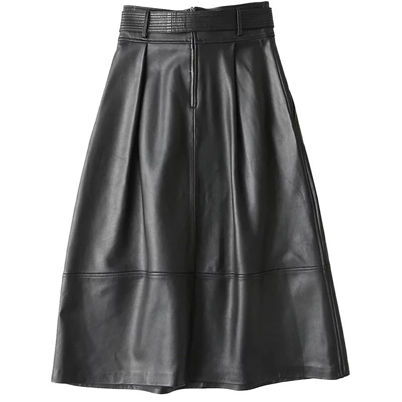 Rok Panjang Wanita Long Leather Skirts Bahan Semikulit Model A-Line Rok Korea Wanita Kantoran Party Wrap