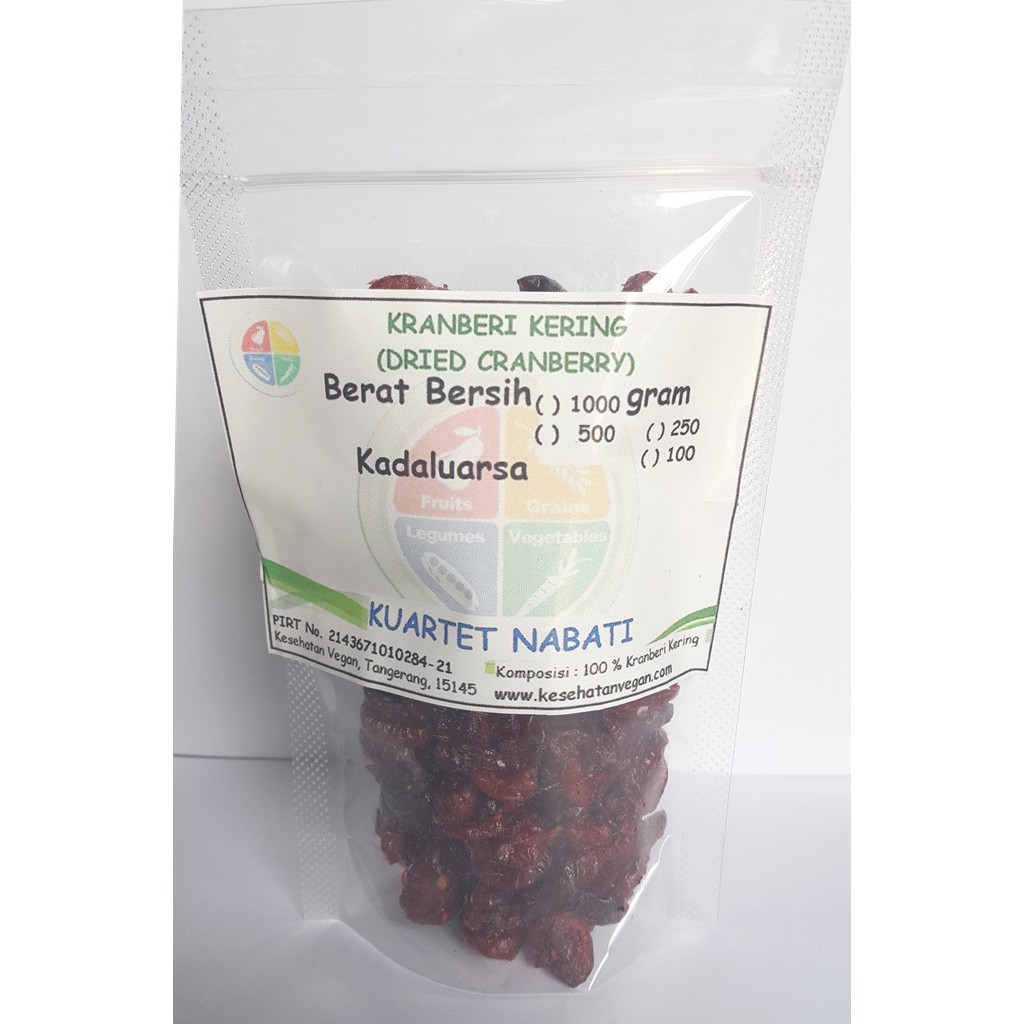 

100gr Dried Cranberry Unsweetened - Kranberi Kering - Manis Alami