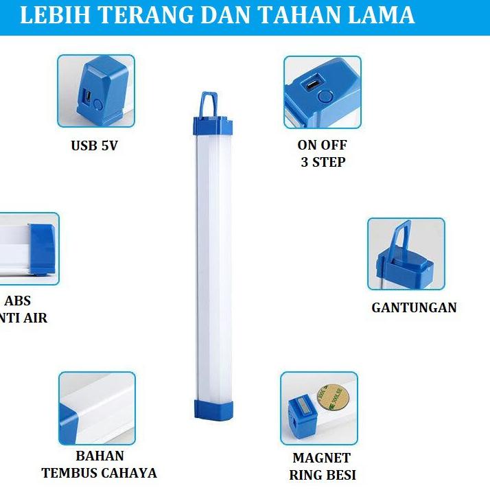 Lampu T5 USB Emergency Mitsuyama Charger Portable LED 5V Bohlam SMD Putih Rechargeable 10W / 15W / 30W