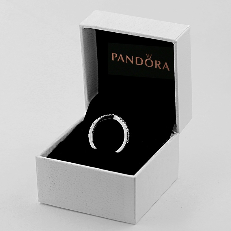 Pandora Cincin 925 Silver Bentuk V Aksen Berlian Cubic Zirconia Gaya Klasik Untuk Pernikahan