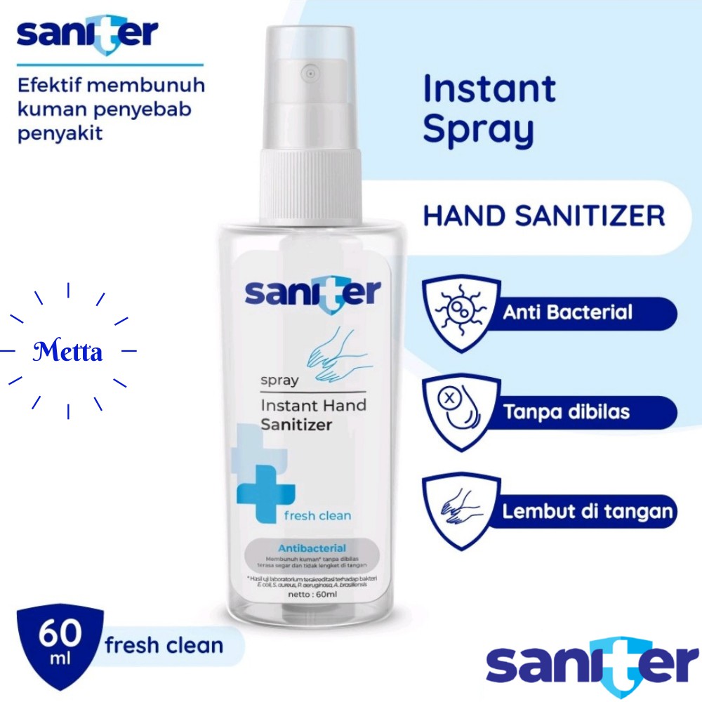 SANITER HAND SANITIZER SPRAY 60ml Disinfectant Semprot Tangan