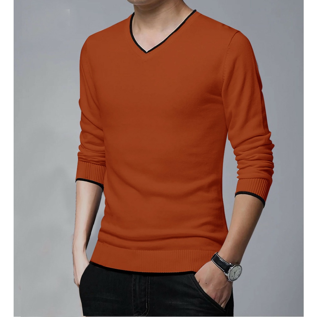 AMOSJKT28.ATASAN LENGAN PANJANG.ATASAN PRIA DEWASA./JUMPER/BAJU SWEATER VNECK