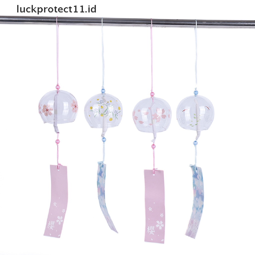 &lt; Luckprotect11.Id &gt; 1pc Lonceng Angin Kaca Bunga Sakura Wind Chimes Lonceng Angin Rumah