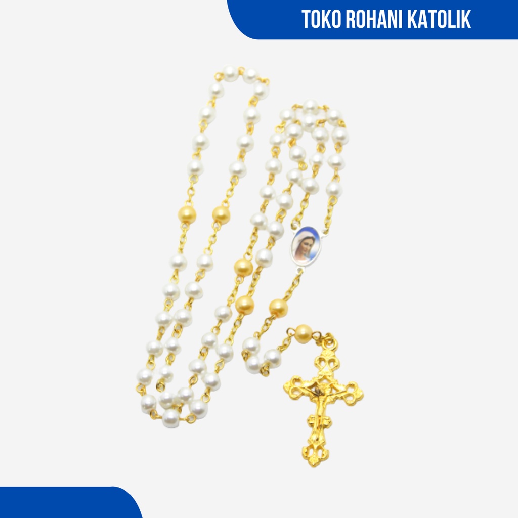 ROSARIO KALUNG BULIR SINTETIS (SILVER) / ROSARIO KATOLIK / KALUNG ROHANI