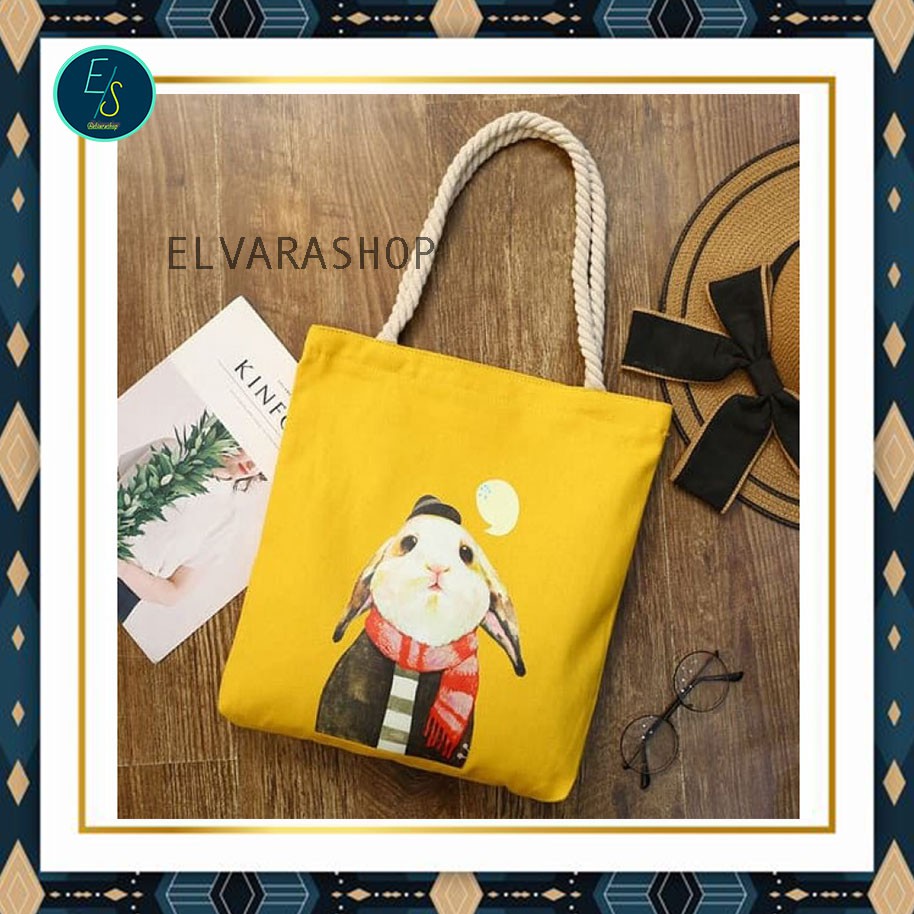 elvarashop-Tote Bag Rabbit/ Tas Selempang/Tas Jinjing/Tas Dewasa/Tas Anak/Tas Tote