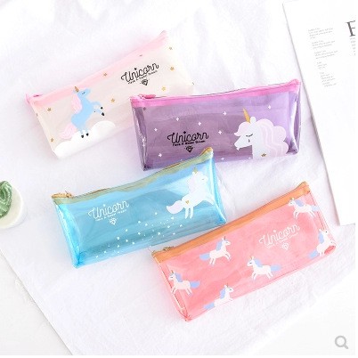 

Tempat Pensil Transparan Korea Model Unicorn Bahan Kanvas / Transparent Unicorn Pencil Case