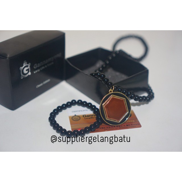 GANNAMYONG Batu Obsidian hitam Lafaz Allah Gold Ori MADE IN KOREA terapi kesehatan kado ayah ibu