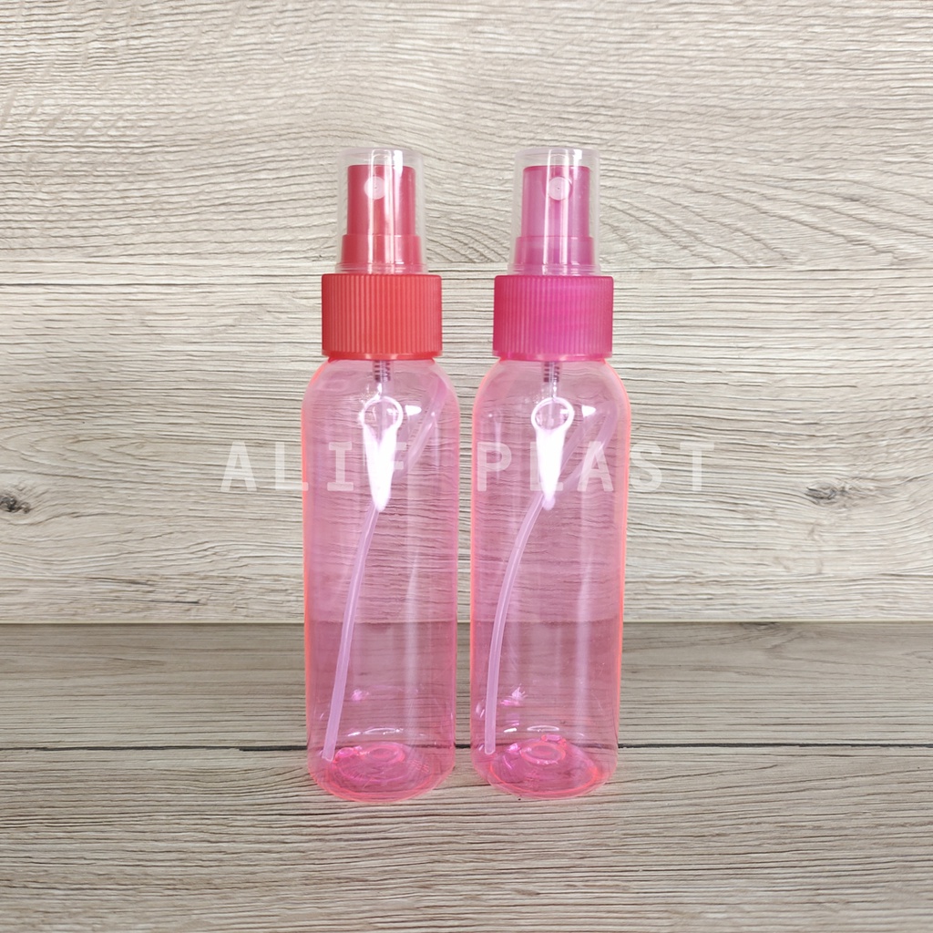 BOTOL PET 100 ML PINK NATURAL TUTUP SPRAY VARIAN WARNA WARNI