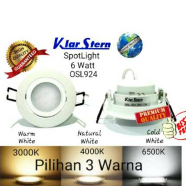 Lampu SpotLight LED 6W 6 W 6Watt 6 Watt KlarStern.