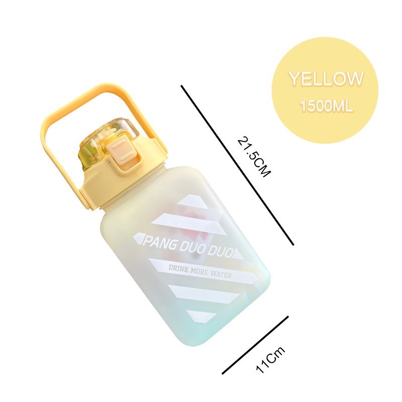 Botol Minum 2 Liter 2000ML 1300ML 1.3 Liter VIRAL/Botol Gradasi/Botol Lucu/ Botol Besar-Kotak Kuning 1500ml