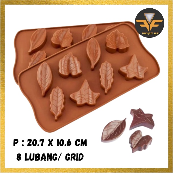 Cetakan Coklat Silicone Daun 8 Grid Cetakan Coklat Jelly Pudding es Batu Daun 8 Lubang Silicone Molds Baking Chocolate