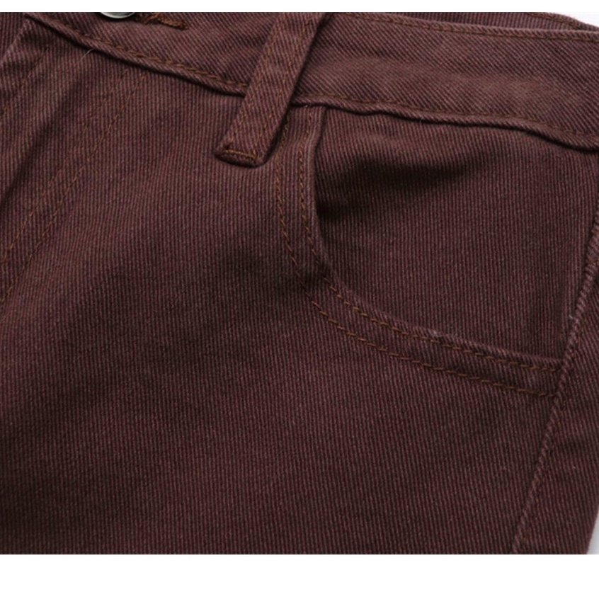 Coklat Highwaist Skinny Celana Jeans Panjang Wanita（realpict）