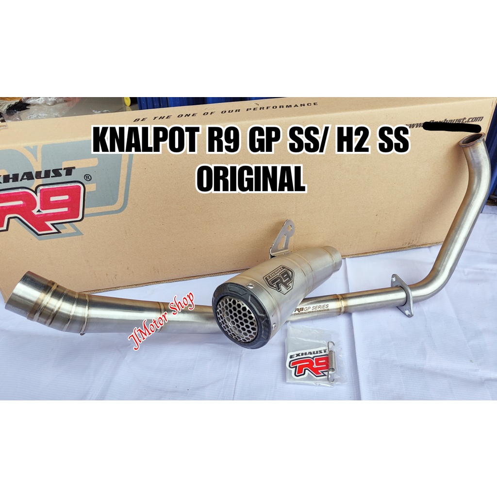 Knalpot R9 GP H2 SS Alpha Series Vixion New CBR150 CB150 R R15 V3 V1 V2 V4 GSX SONIC SATRIA FU SUPRA GTR 150 AEROX NMAX PCX 150 160 ADV JUPITER MX KING VESPA SPRINT Knalpot R9 GP Series H2 Series