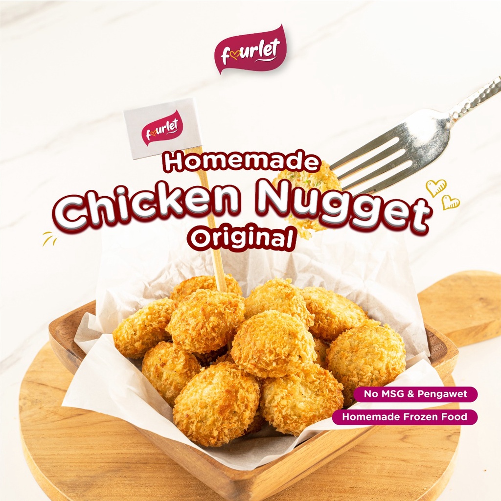 

Fourlet Chicken Nugget Frozen original, Nugget ayam original, NO MSG / No pengawet