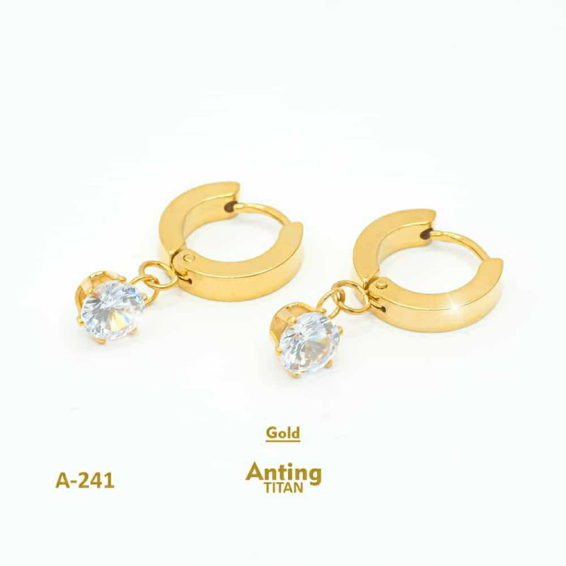 Fourfashion Anting titanium Bulat Permata Cantik YF022