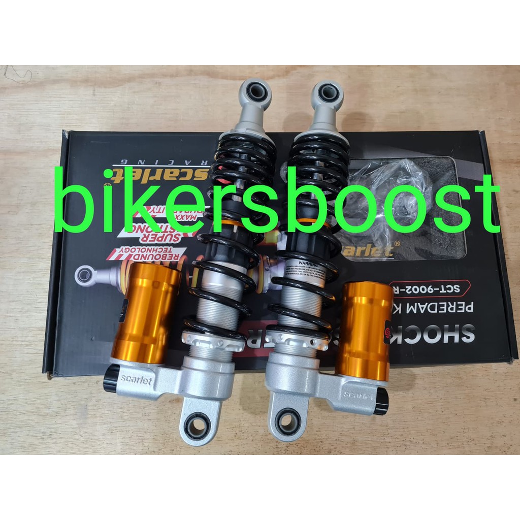 Shock Shockbreaker Scarlet Honda Supra Kharisma 340 mm Tabung bawah Rebound Adjustable Black