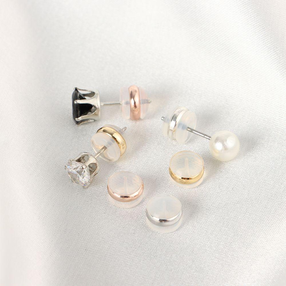 Suyo 10Pcs Karet Telinga Belakang DIY Ring Earring Studs