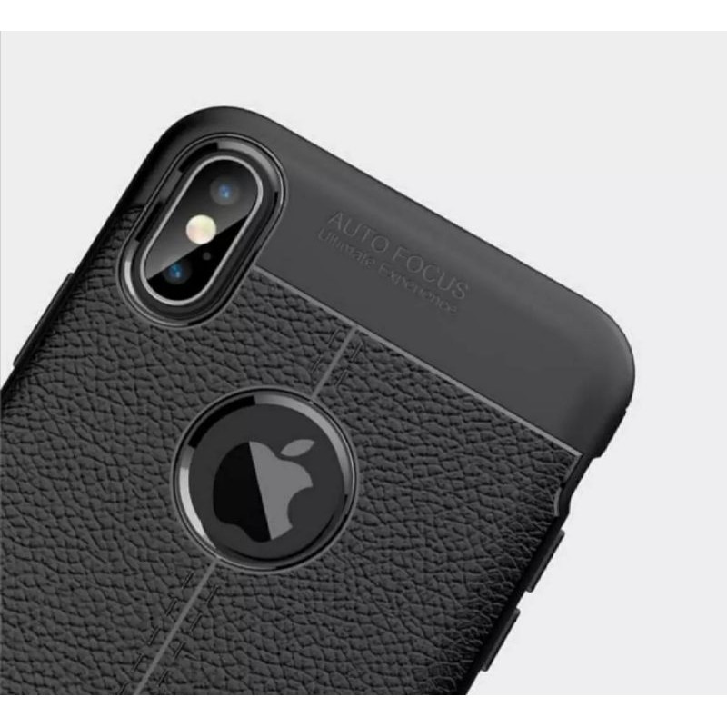 Iphone X Xs Xr Xs Max Silicon Autofocus Leather Softcase Casing Cover TPU Kulit jeruk