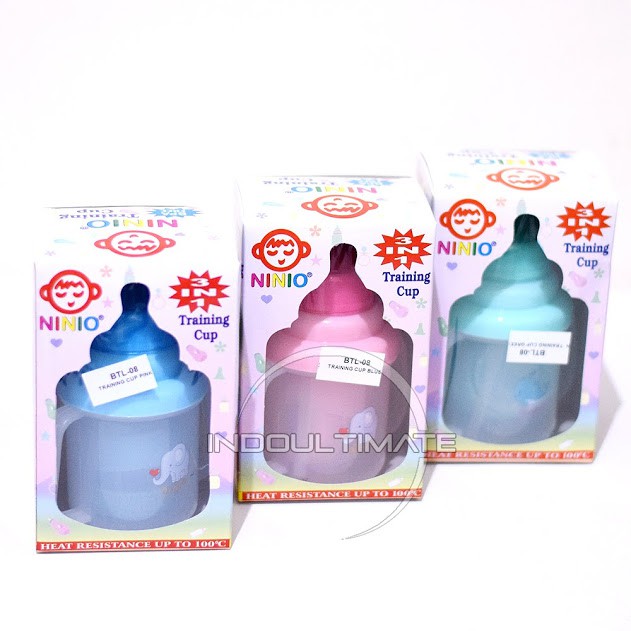 Botol Minum Bayi Training Cup 3in1 Ninio Dot Baby Botol Bayi Tempat Minum Bayi BY BTL-08