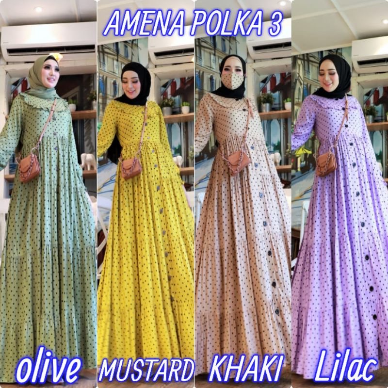 DRESS AMENA POLKA 3 ORI GLZ | DRESS MUSLIM TERLARIS